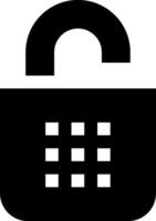 A black and white icon of a padlock vector