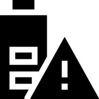 A battery icon with a triangle and a warning sign vector