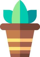 A plant in a pot with a green leaf vector