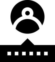A black and white icon of a person standing on top of a building vector