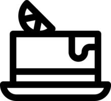 A black and white icon of a cake with a slice of lemon vector