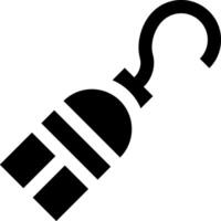 A black and white icon of a hook vector