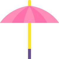 A pink umbrella with yellow and purple trim vector