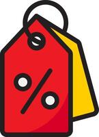 Red and yellow price tag with a percentage sign vector