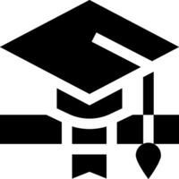 A black and white graduation cap with a bow vector