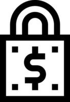 A black and white image of a padlock with a dollar sign vector