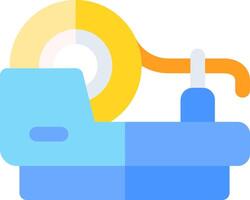 A blue and yellow machine with a roll of tape vector