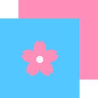 A pink and blue square with a flower on it vector