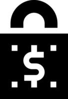 A black and white image of a padlock with a dollar sign vector