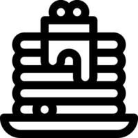 A black and white icon of a stack of pancakes vector