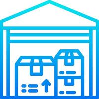 A blue icon of a warehouse with boxes and boxes vector