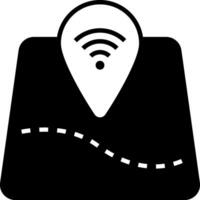 A wifi icon on a map with a pin vector