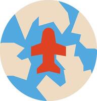 A plane is in the middle of a circle vector
