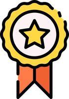 A yellow star award with a ribbon around it vector
