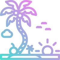 A palm tree and a sun on a beach vector