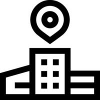 A black and white image of a building with a pin on it vector