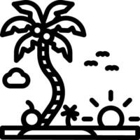 A black and white illustration of a palm tree and sun vector