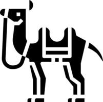 A black and white camel with a saddle vector