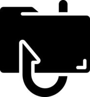 A black and white icon of a folder with a arrow vector