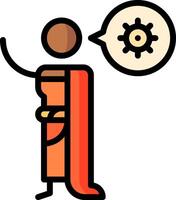 A monk with a gear and a speech bubble vector