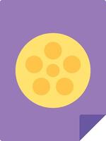 A yellow and purple icon with a film strip vector