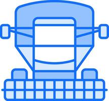 A blue line icon of a tractor vector