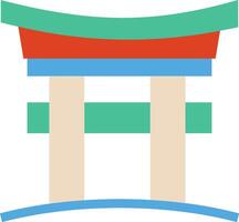 A torii gate with a red roof and green roof vector