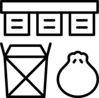 A black and white image of a bag, a box and a bag vector