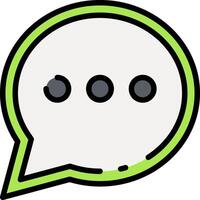 A green speech bubble with three dots on it vector