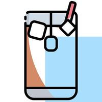 A drink with ice cubes and a straw in it vector