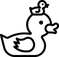 A black and white drawing of a duck with a bird on top vector