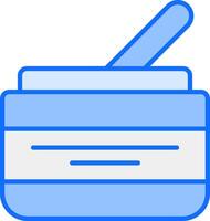 A blue container with a spoon in it vector
