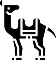 A black and white camel with a saddle vector