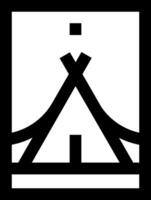 A black and white logo with a tent in the middle vector