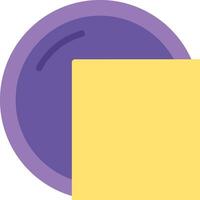 A yellow and purple plate with a piece of paper on it vector