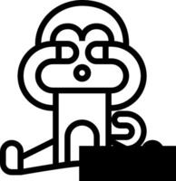 A black and white drawing of a monkey vector