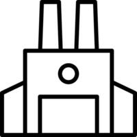 A black and white image of a factory building vector