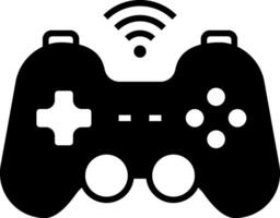 A black and white image of a game controller with wifi vector