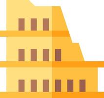 A yellow building with brown windows and a brown roof vector
