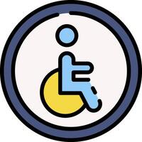 A wheelchair icon with a person sitting in it vector