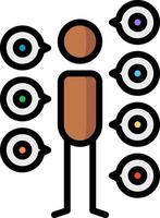 A cartoon man with many different colored circles around him vector