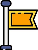 A yellow flag with a blue pole vector