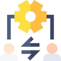 A person is holding a gear and another person is holding a sign vector