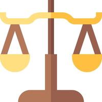A scale of justice icon with a yellow and brown balance vector