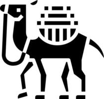 A black and white camel with a basket on its back vector