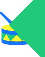 A green and yellow drum with a blue and yellow flag vector