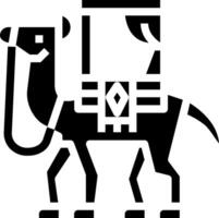 A black and white camel with a man on it vector
