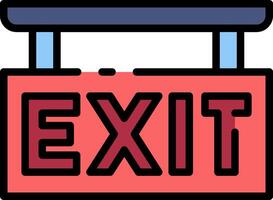 An exit sign with a red sign on it vector