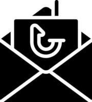A black and white image of an envelope with a letter inside vector