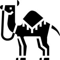 A black and white camel with a saddle vector